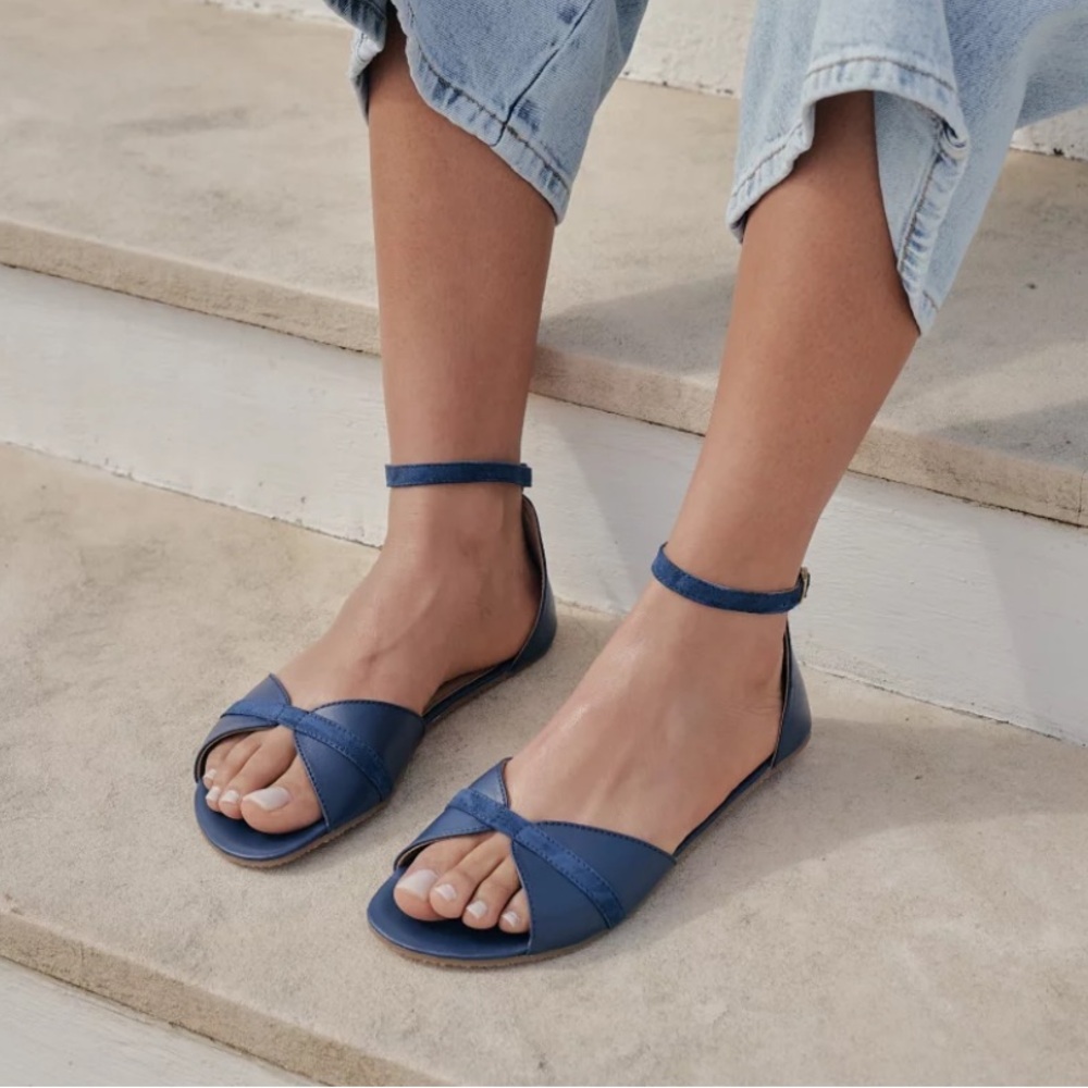 Blue Shapen Barefoot Sandals with Ankle Strap